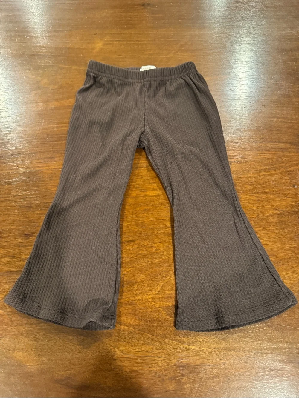 btween Black Ribbed Flared Leggings